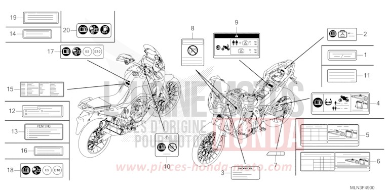 ETIQUETTE DE PRECAUTIONS de Africa Twin GRAND PRIX RED (R380B) 2024